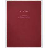 LITANIE, portfolio in linen folder with poem by Nic van Bruggen and 4 etchings by Jan Van Riet 1977,