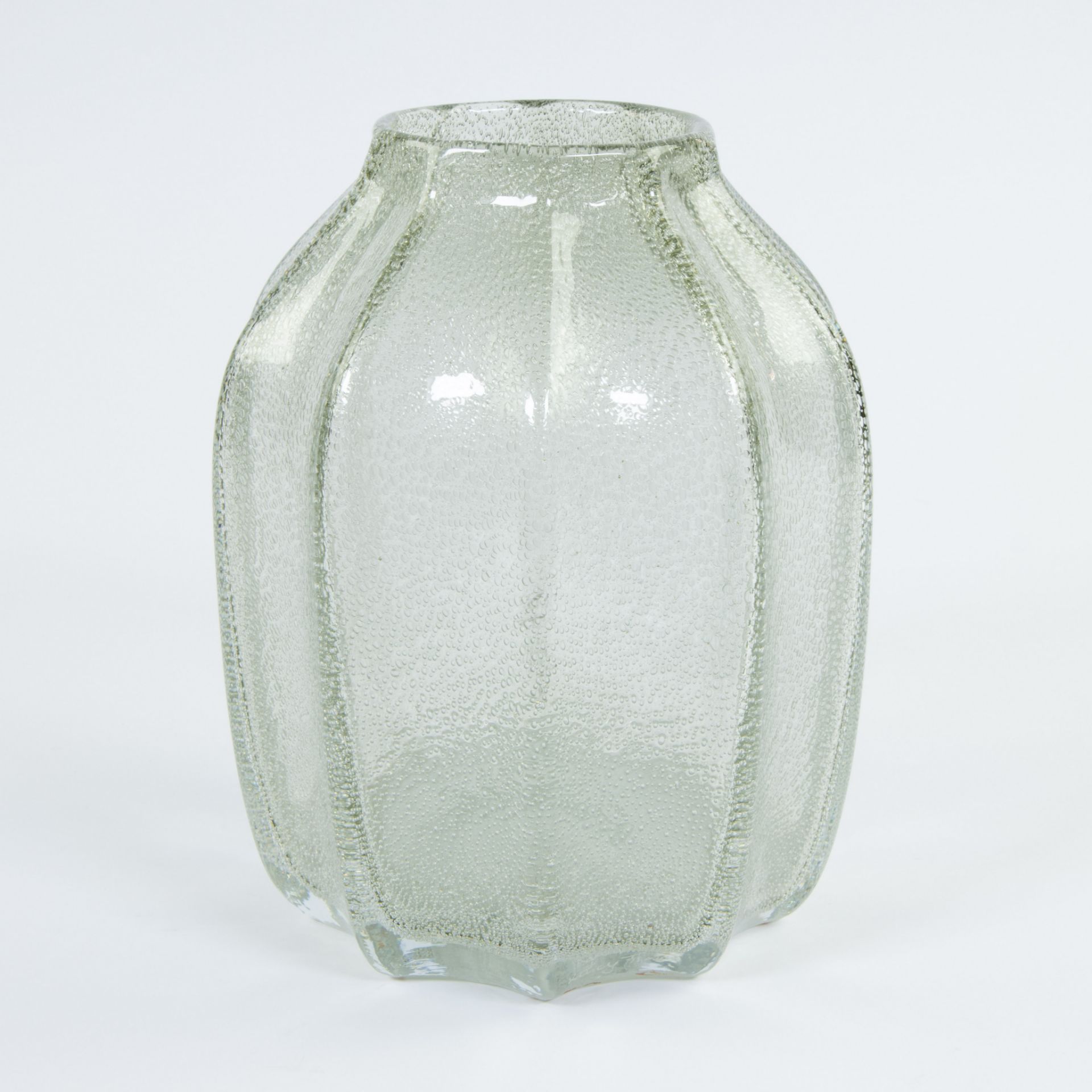 Daum Nancy clear bubbled glass vase, France - Image 4 of 5