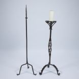 Lot of 2 wrought-iron church candlesticks 17th and 19th century