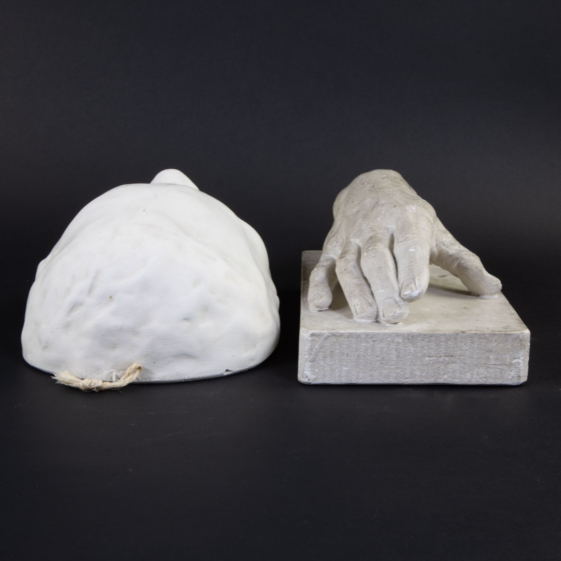 Collection of white plaster death mask and hand - Image 3 of 5