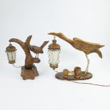 2 Art Deco Heron and blackbird table lamps attributed to Aldo Tura, Italy, 1950s