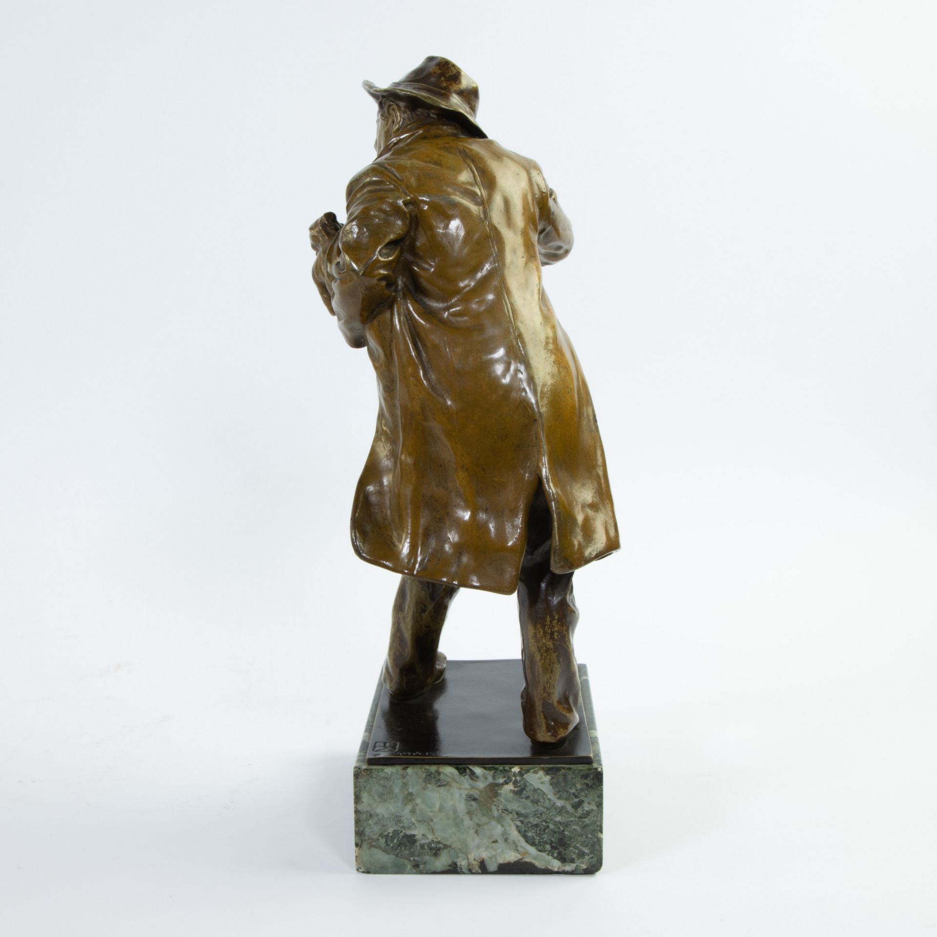 Vienna bronze Staring monkey with man wearing long coat, signed Gautier. - Image 3 of 6