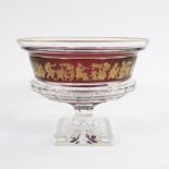 Val Saint Lambert white crystal coupe Borodin with red and gold frieze decor Danse de Flore, with or