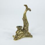 Max LE VERRIER (1891-1973), gilt bronze candle holder in the shape of a dolphin or sea monster, mark