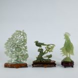 3 Chinese figurines in serpentine