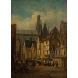 Jacques François CARABAIN (1834-1933), Oil on panel Animated city view, signed