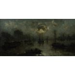 Jozef MOERENHOUT (1801-1875), oil on panel Boats at dusk, signed