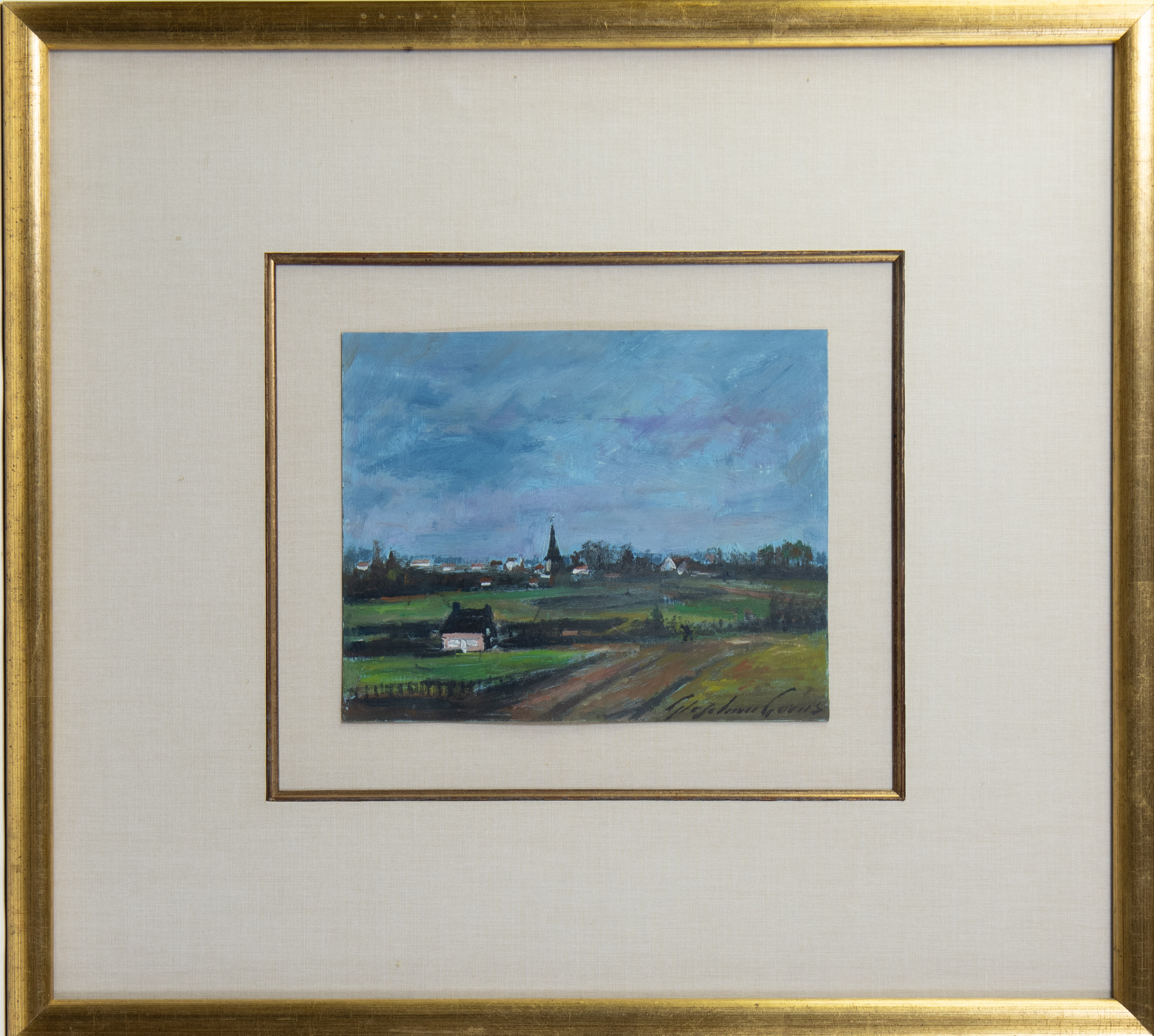 Stephan GORUS (1913), gouache Landscape with village, signed - Image 2 of 3
