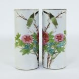 2 Chinese brush vases famille rose, 19th century
