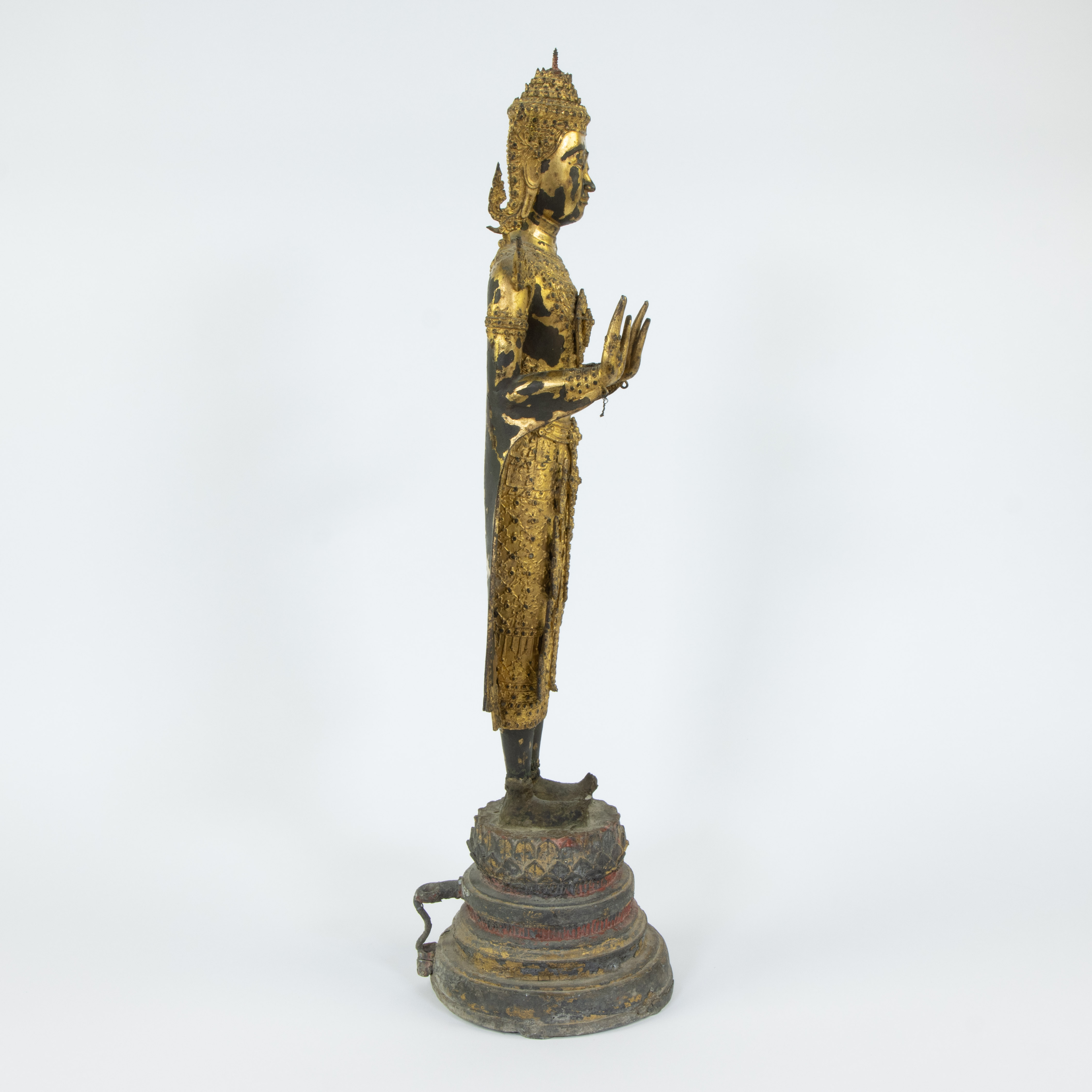 Thai Rattanakosin gilt bronze Buddha, 19th century - Image 4 of 5