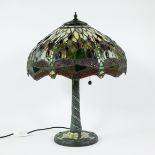 Extraordinary Tiffany-style lamp with dragonfly motif
