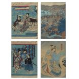 4 Japanese works on paper and silk