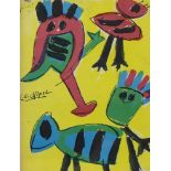 Karel Appel lithograph from Cobra booklet published by Editions Ejnar Munksgaard, 1950