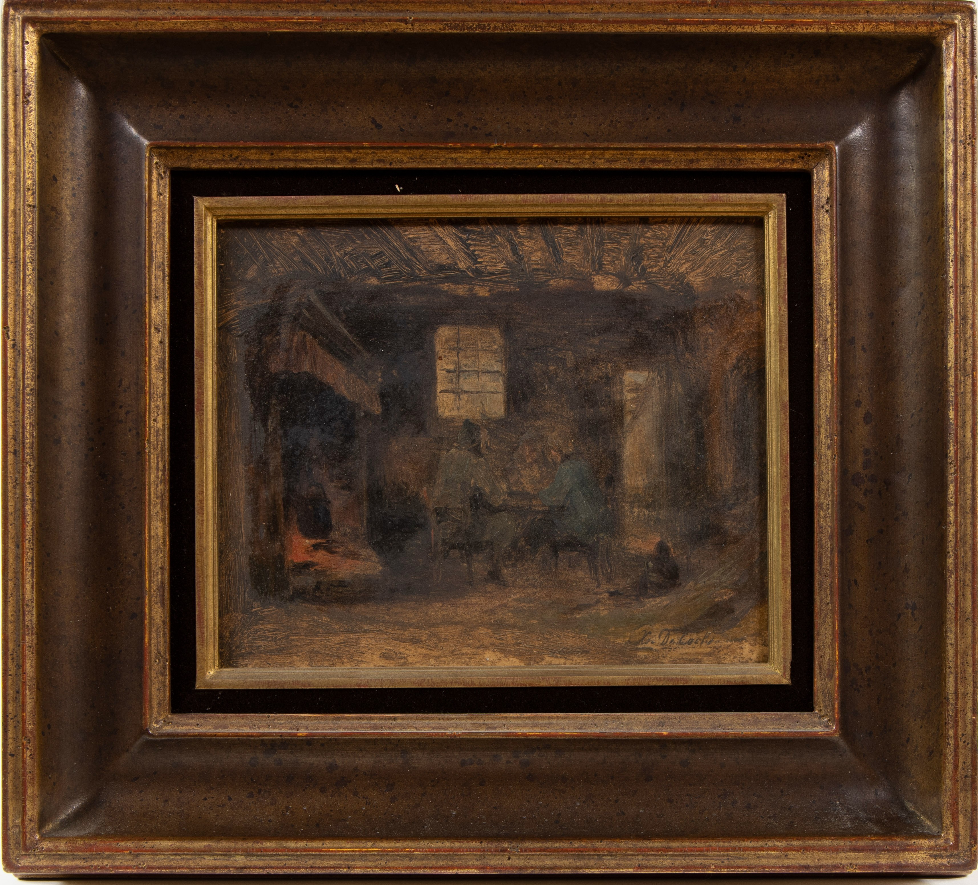 Xavier DE COCK (1818-1896), oil on cardboard, Interior, signed. - Image 2 of 4