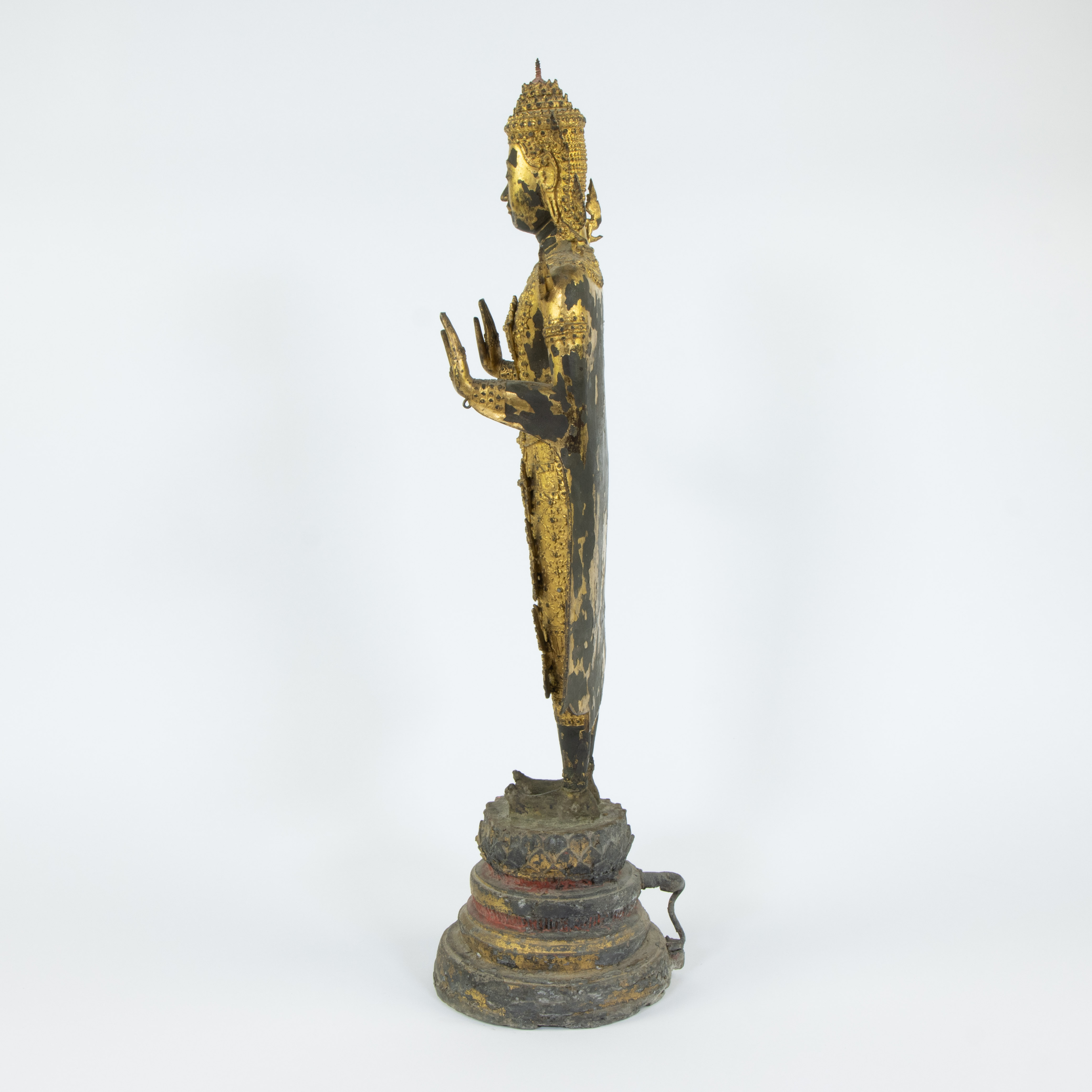Thai Rattanakosin gilt bronze Buddha, 19th century - Image 2 of 5