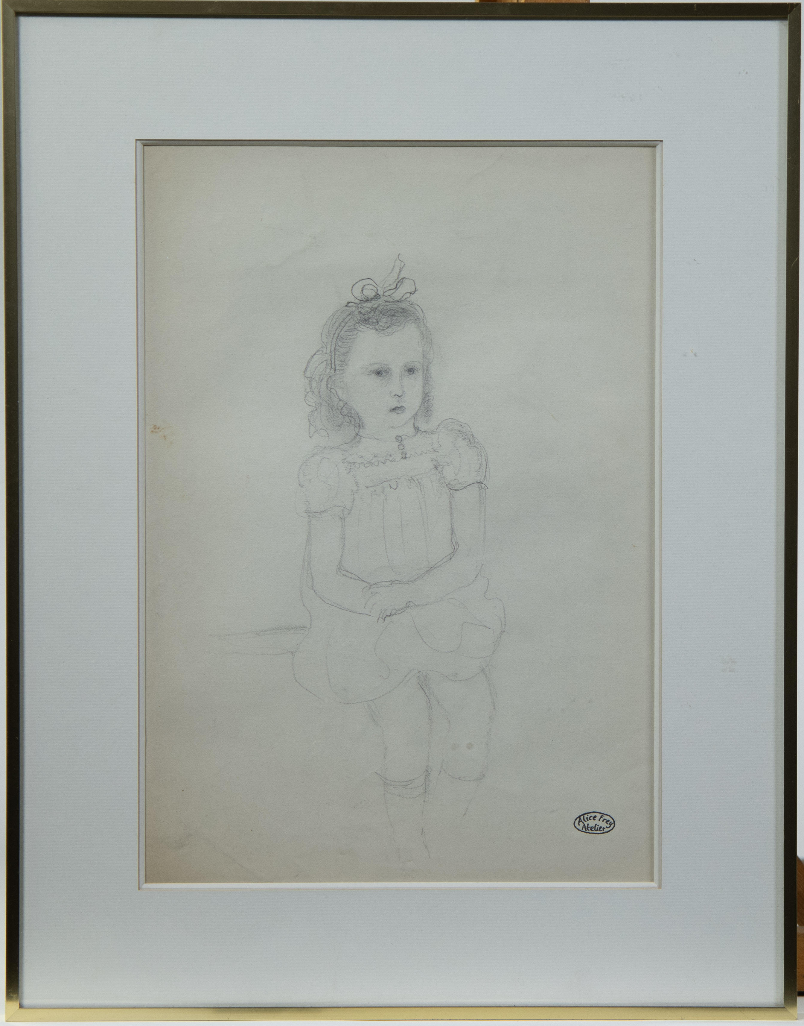 Alice FREY (1895-1981), drawing of a girl, studio stamp Alice Frey - Image 2 of 3