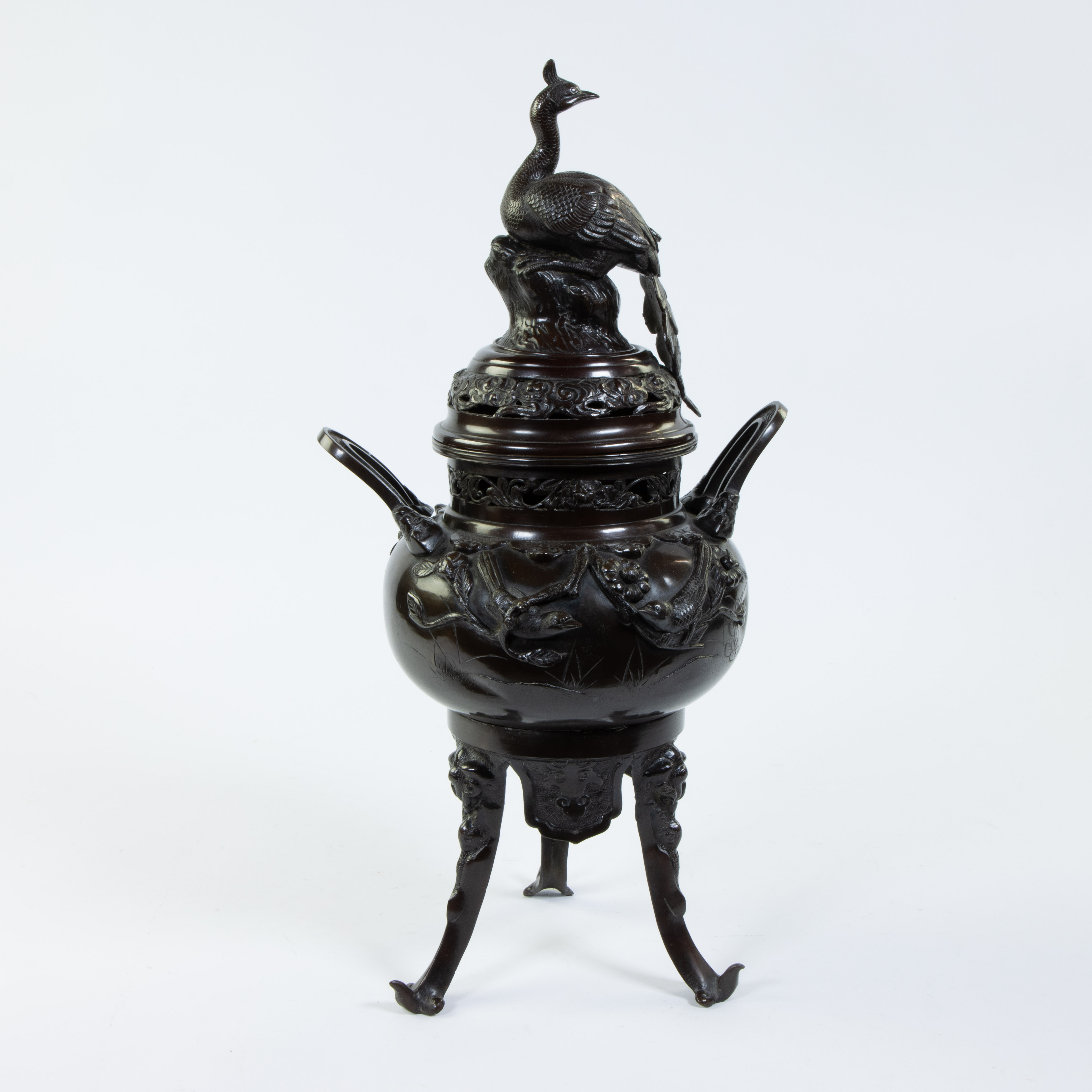 Japanese bronze incense burner, 19th century - Image 3 of 4