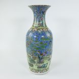 Chinese baluster vase with garden decor, famille rose, 19th century