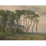 Louis CLESSE (1889-1961), pastel on paper Landscape with row of trees, signed
