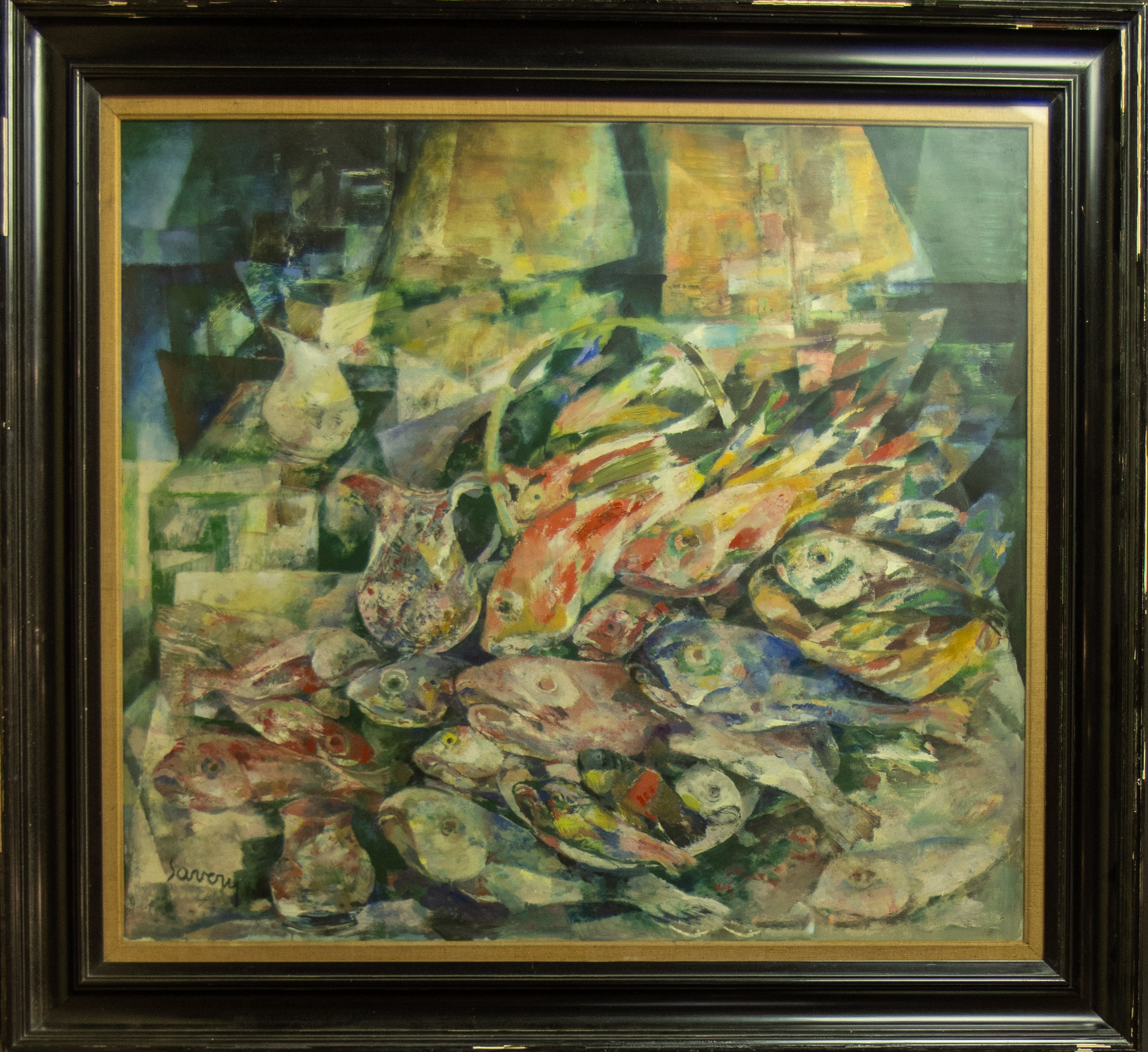 Albert SAVERYS (1886-1964), oil on canvas Still life with fish, signed - Image 2 of 4