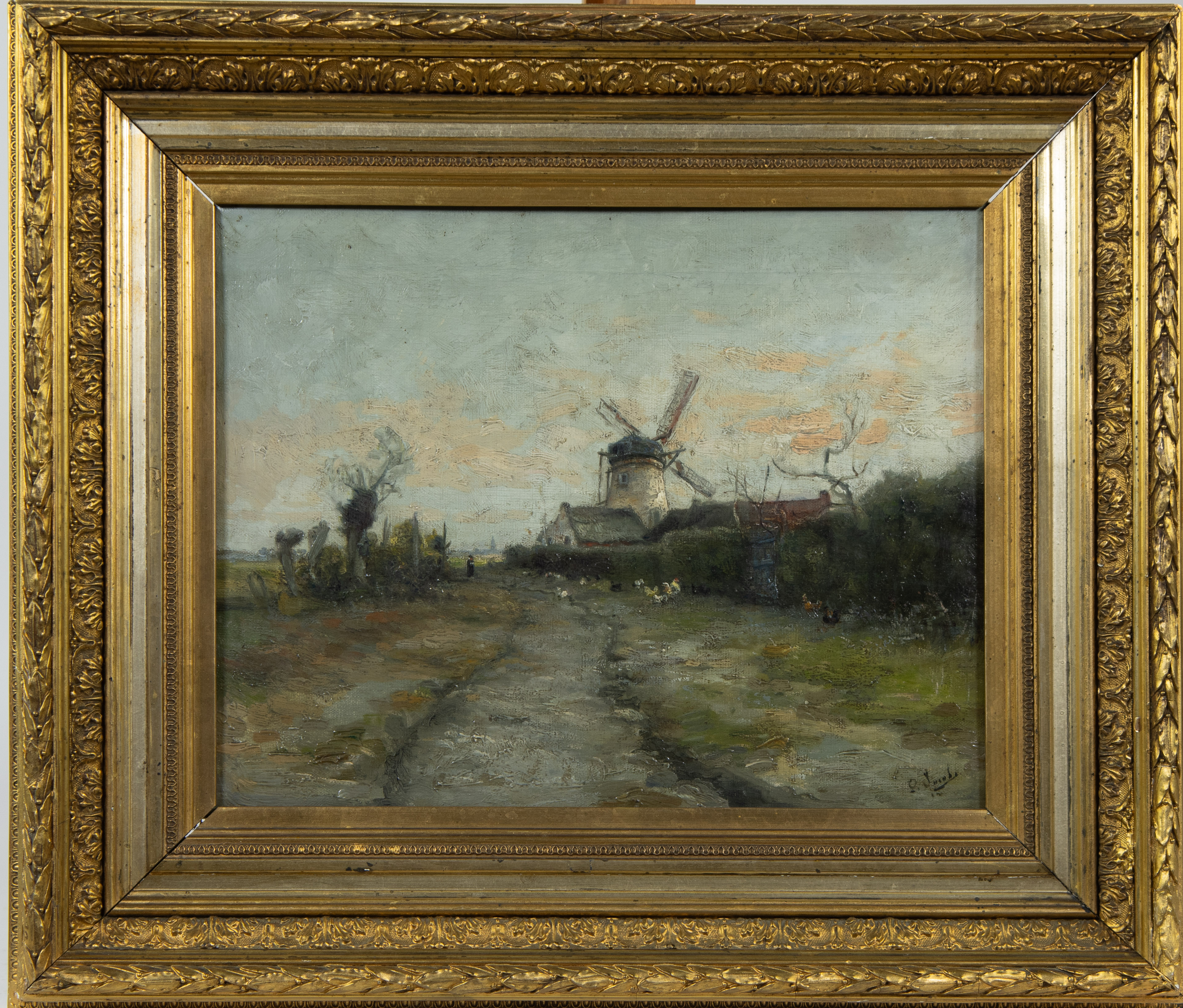 Louis Adolphe E. JACOBS (1855-1929), oil on canvas Landscape with mill, signed - Image 2 of 4