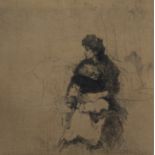 Jules DE BRUYCKER (1870-1945), etching Pauvresse, signed