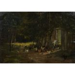 Isidore VERHEYDEN (1846-1905), oil on canvas Chicken yard at the edge of the forest, signed