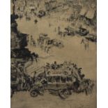 Jules DE BRUYCKER (1870-1945), etching Piccadilly circus Londres, signed and titled