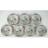 7 Chinese famille rose plates, 18th century Qianlong