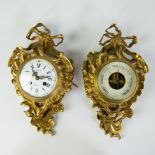 A bronze wall clock, signed Richond Paris and a barometer style Louis XVI, French, circa 1900