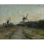 Louis Adolphe E. JACOBS (1855-1929), oil on canvas Landscape with mill, signed