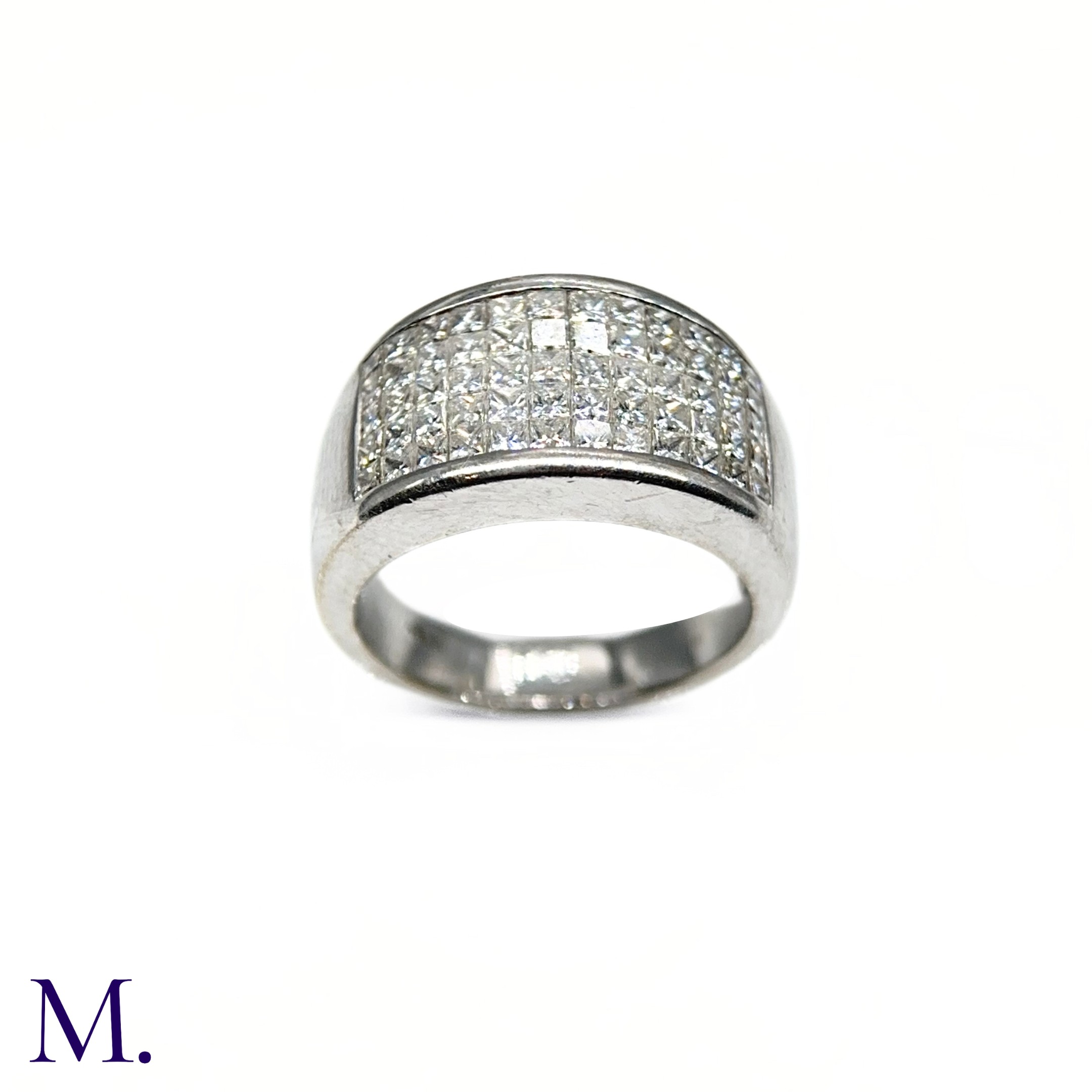 An 5-Row Asscher-cut Diamond Ring