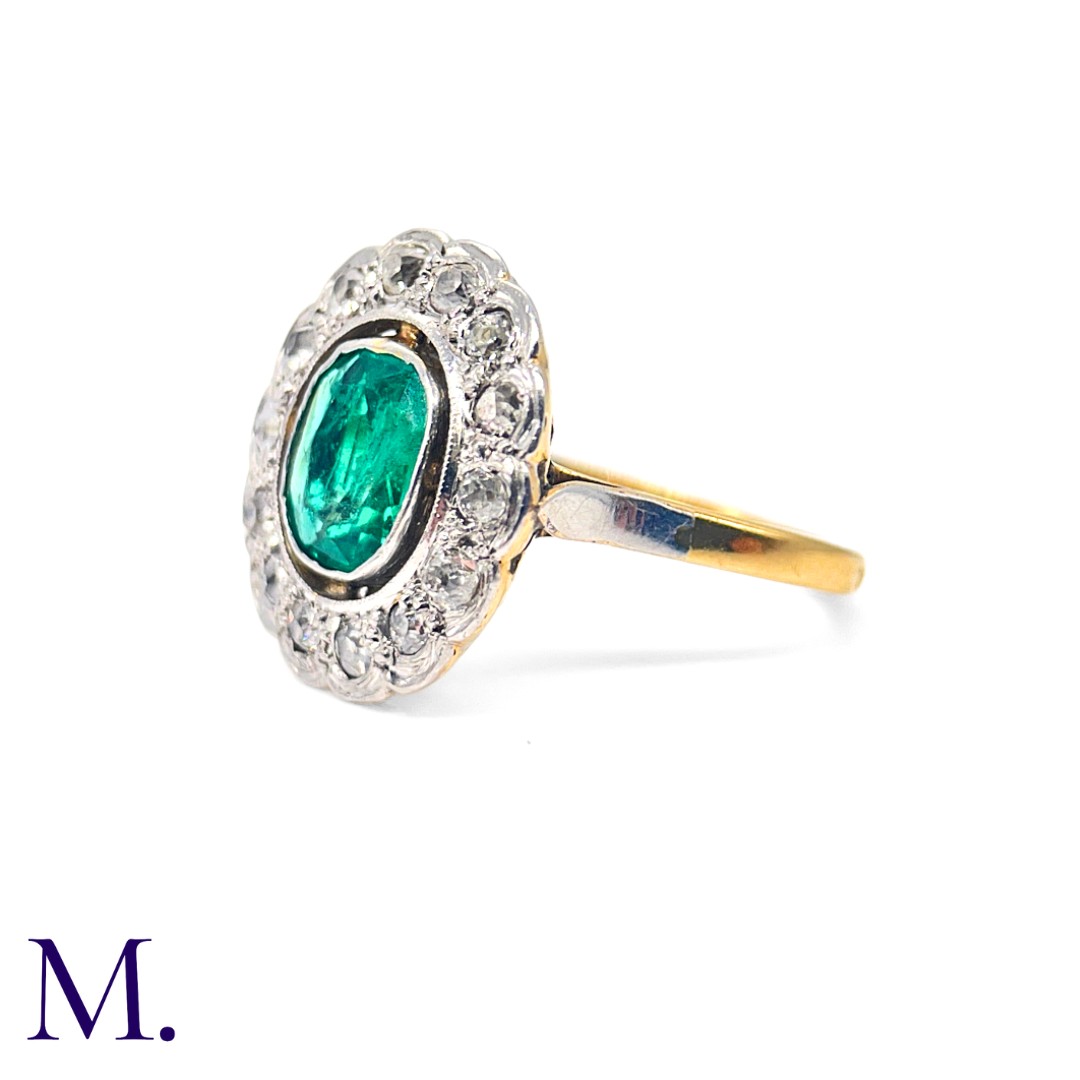A French Emerald and Diamond Cluster Ring - Image 3 of 4