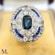 A Sapphire and Diamond Cluster Ring