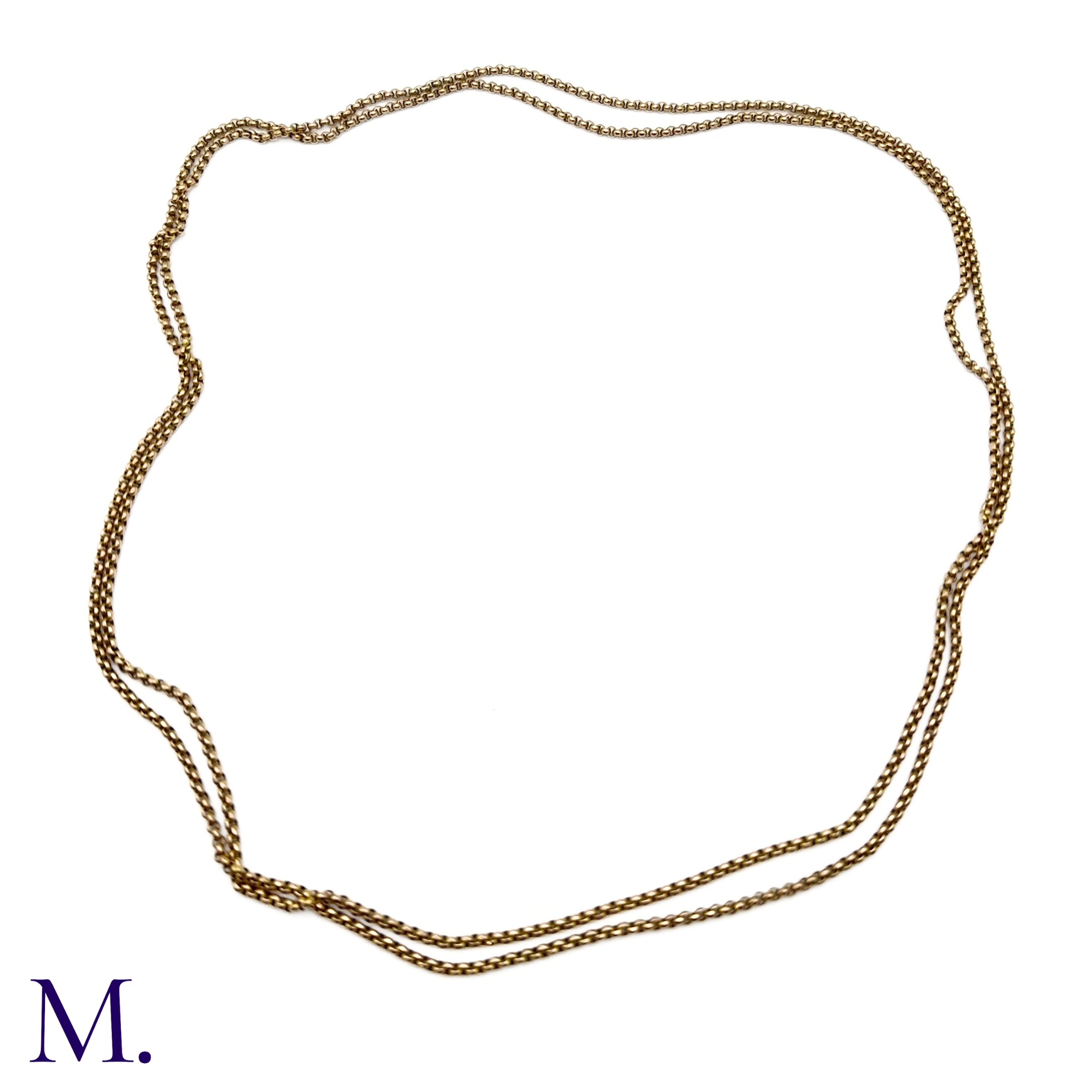 An Antique 9ct Gold Long Guard Chain