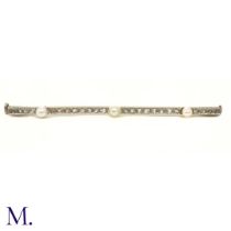 A Pearl and Diamond Bar Brooch