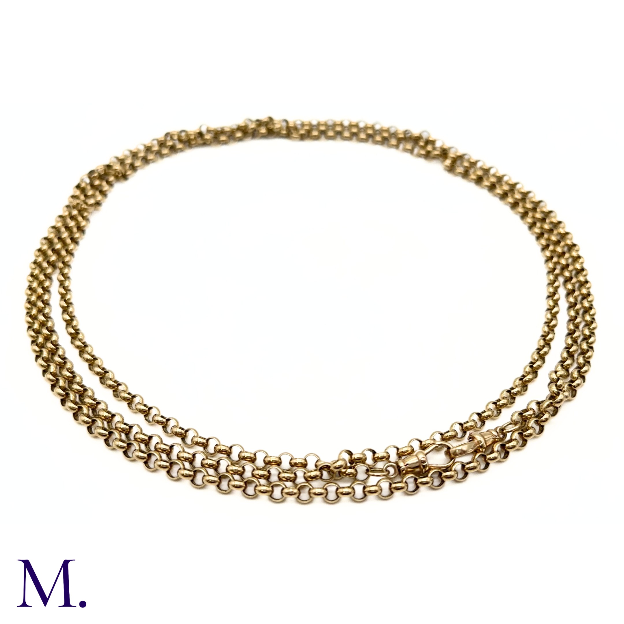 An Antique 9ct Gold Long Guard Chain