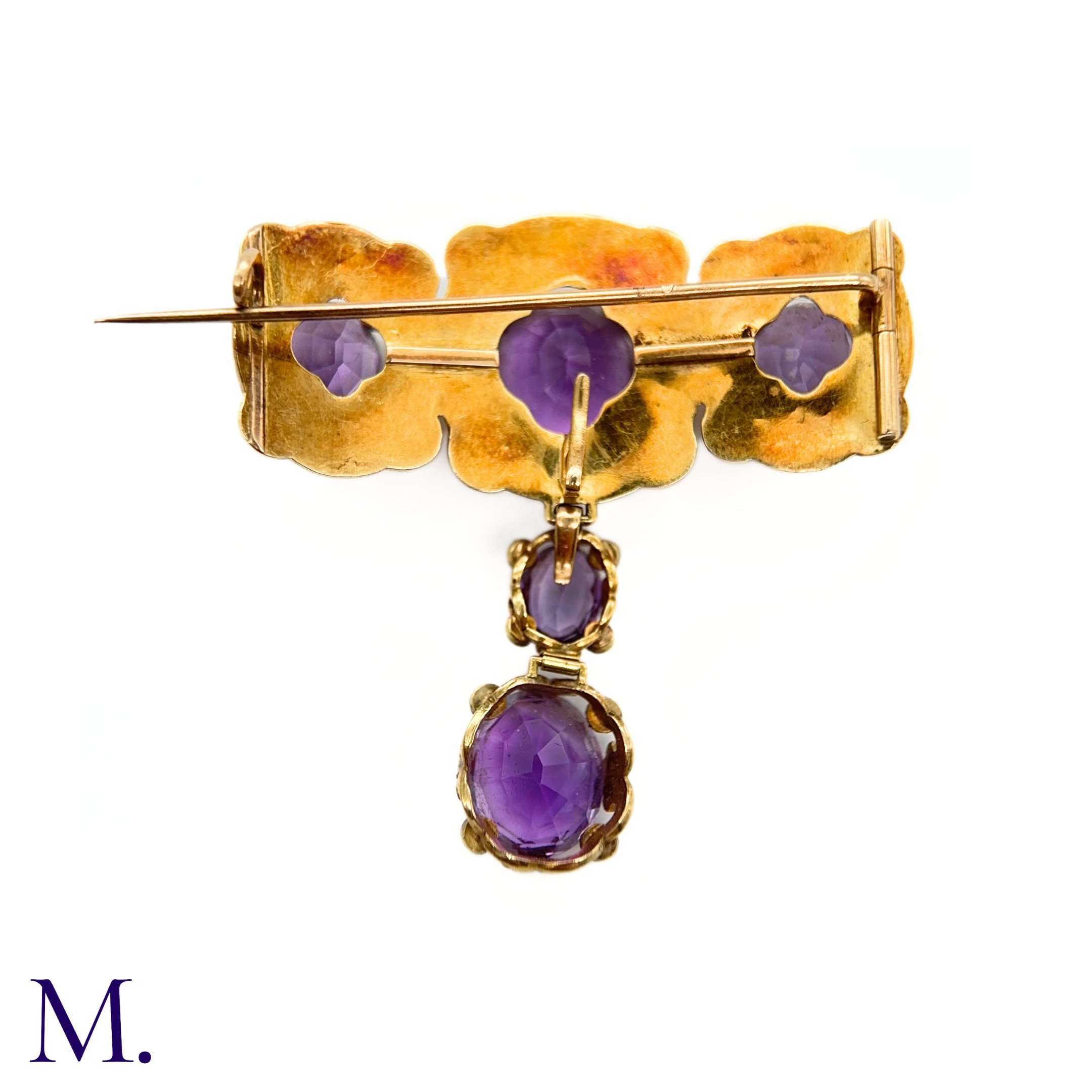 An Antique Amethyst and Pearl Drop Brooch - Image 6 of 6
