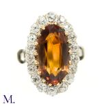 A French Citrine and Diamond Cluster Ring