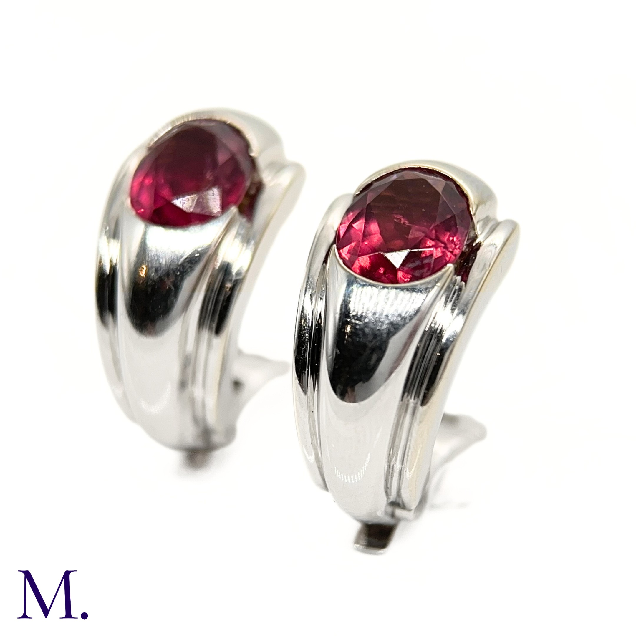 A Pair of Pink Tourmaline Earclips by Boucheron - Image 4 of 4