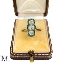 A Calibre Emerald and Diamond Ring