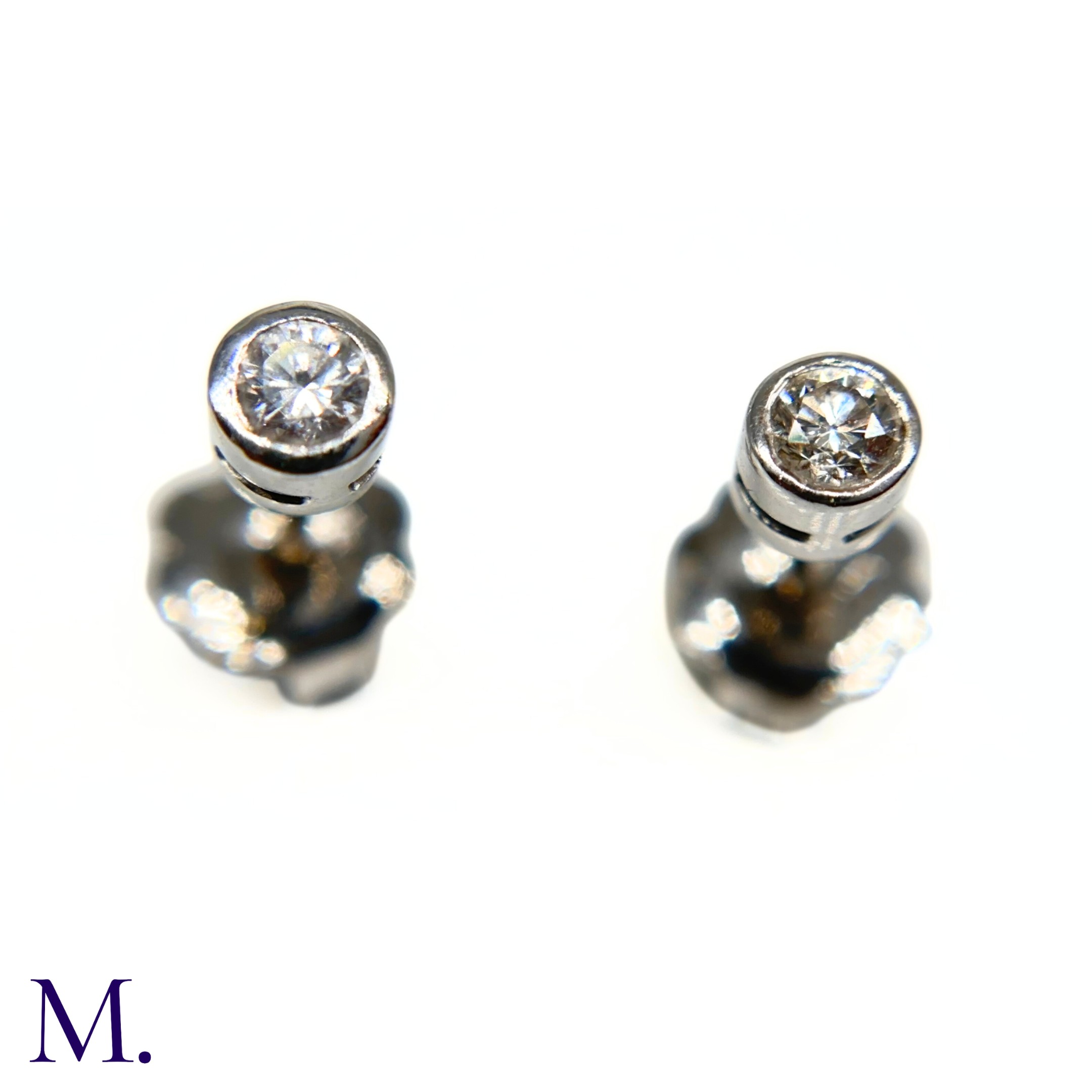 A Pair of Diamond Stud Earrings - Image 2 of 3