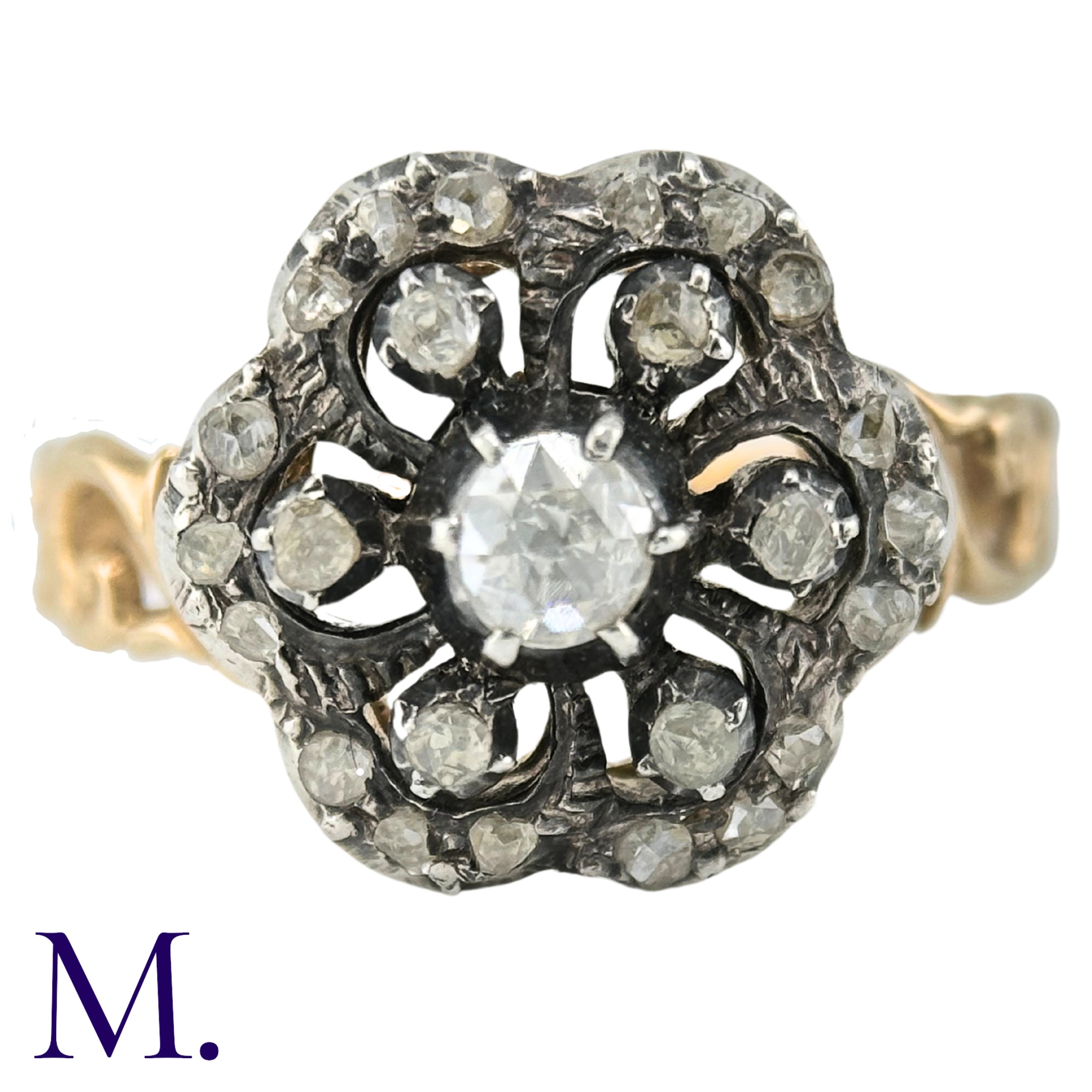 An Antique Rose Diamond Cluster Ring The ring is set with a 0.20ct old cut diamond to the centre - Image 2 of 5