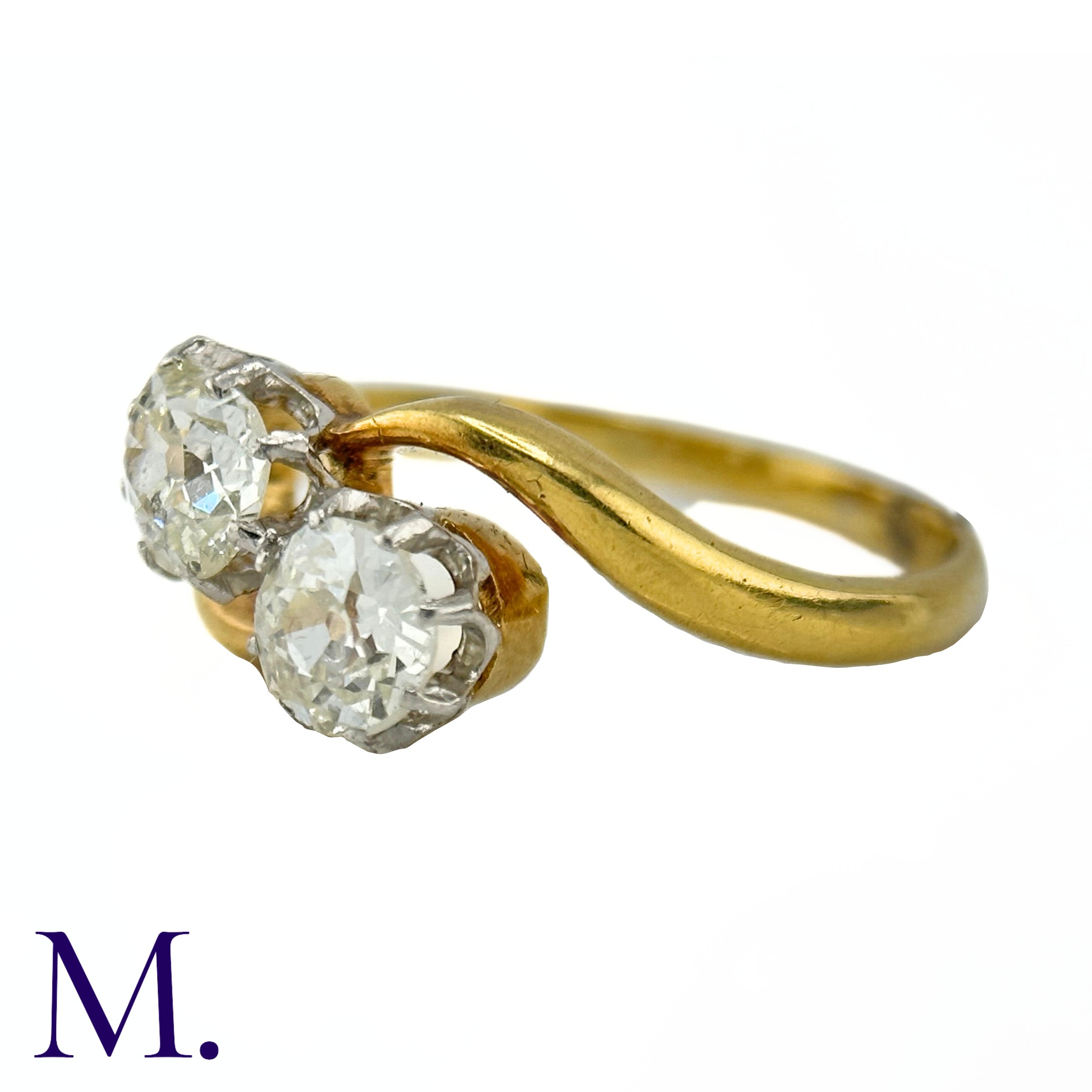 A Diamond Toi et Moi Ring Weight: 3.2g Size: L 0.45 + 0.5ct - Image 2 of 6