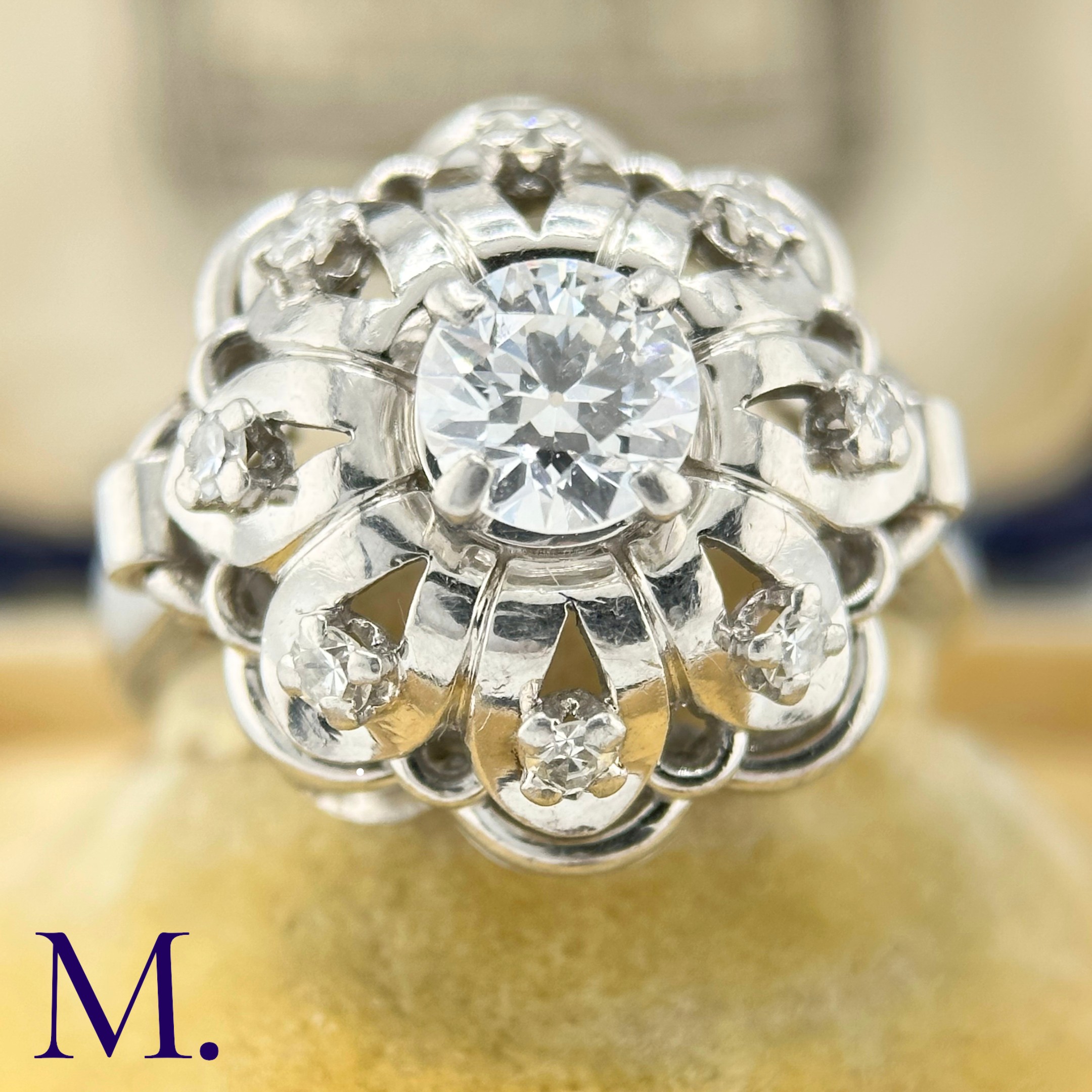 A French Diamond Cluster Ring The French ring is set with a round cut diamond to the centre of - Image 3 of 5