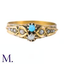 NO RESERVE - Turquoise and Pearl Ring The ring is set with a small turquoise stone and pearls. The