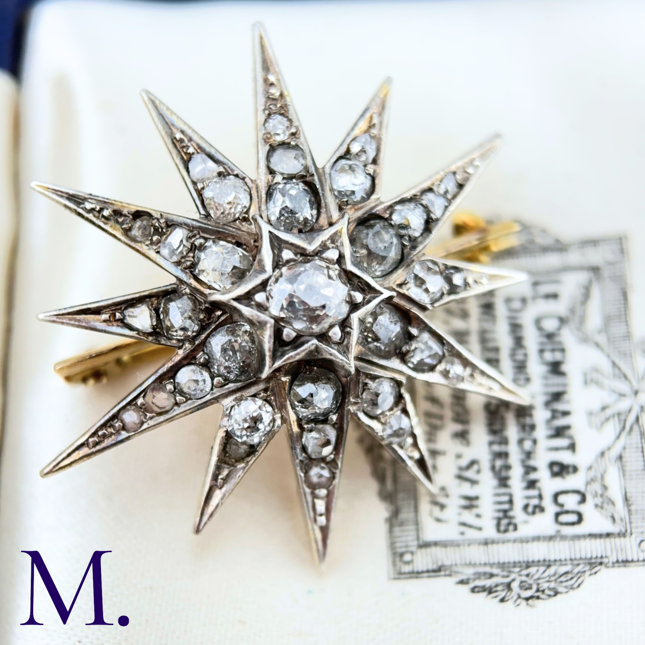 A Victorian Diamond Star Brooch The 19th Century star brooch is set with old cut diamonds, the