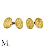 NO RESERVE - A Pair of 9ct Gold Cufflinks The 9ct yellow gold cufflinks are oval in shape with chain