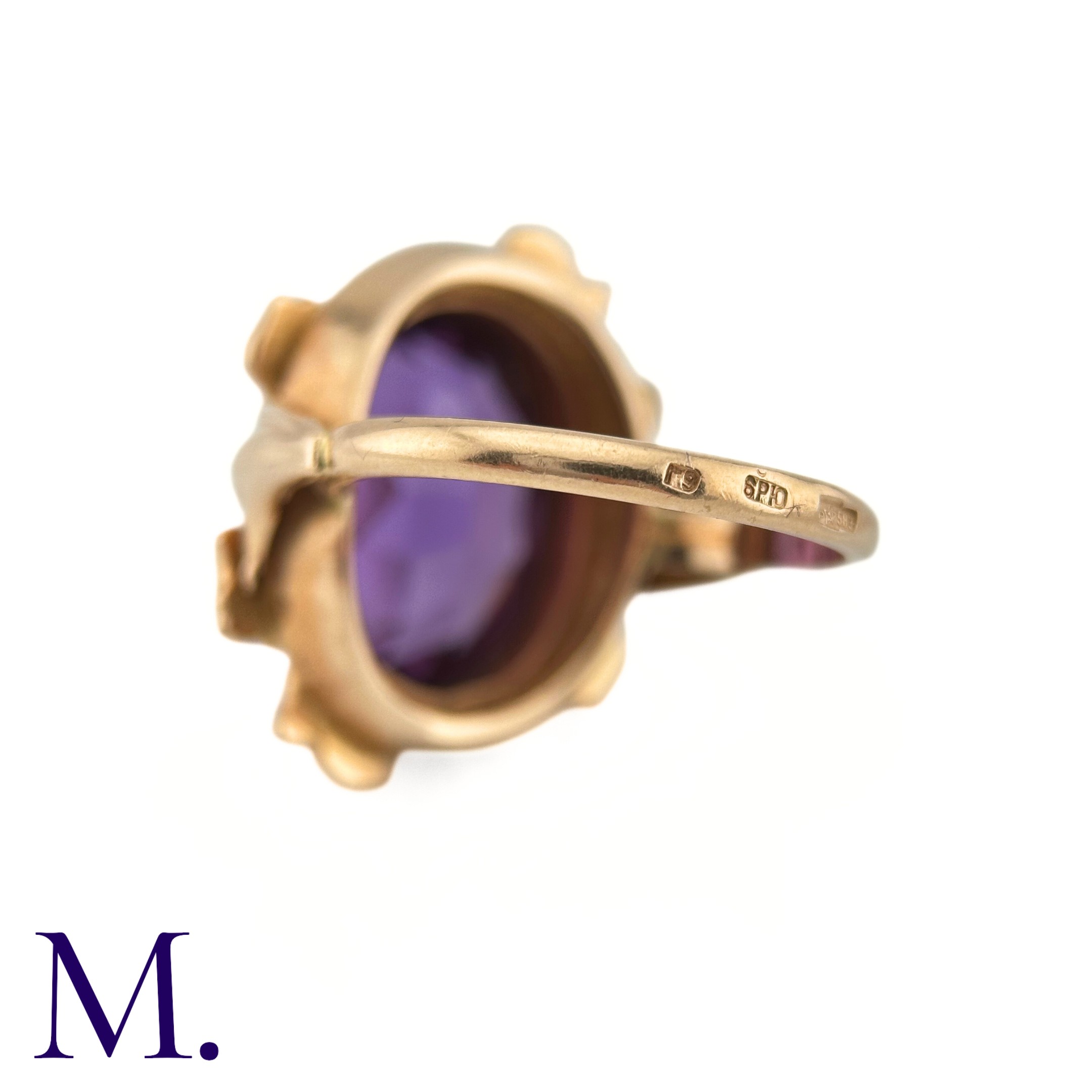 A Russian Purple Sapphire Ring The 14ct rose gold ring, with Russian hallmarks, is set with a - Image 5 of 6
