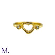 An Open Heart Ring by Elsa Peretti for Tiffany & Co. The 18ct yellow gold ring is marked for Tiffany